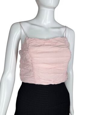 PacSun Lottie Moss Pastel Pink Crop Top Textured Ruched Medium